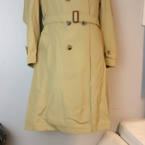 XDouble Breasted belted Long Trench Coat, Made in Poland,Pocket Nova Check Lined - Picture 2 of 15